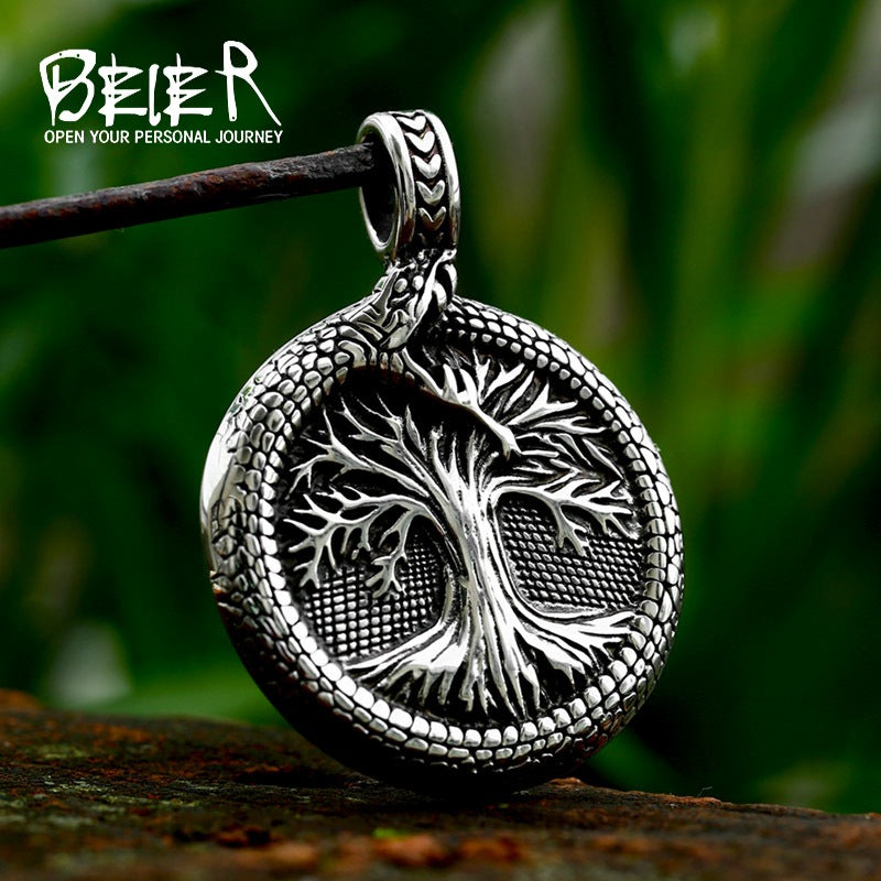 New Stainless Steel Tail Snake Pendant Jewelry Viking Life Tree Titanium Steel Pendant