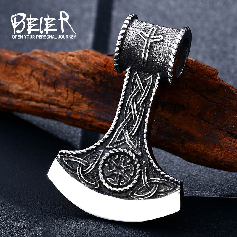 Swedish Norwegian Viking Celtic Knot Stainless Steel Pendant Retro Men's Titanium Steel Axe Pendant