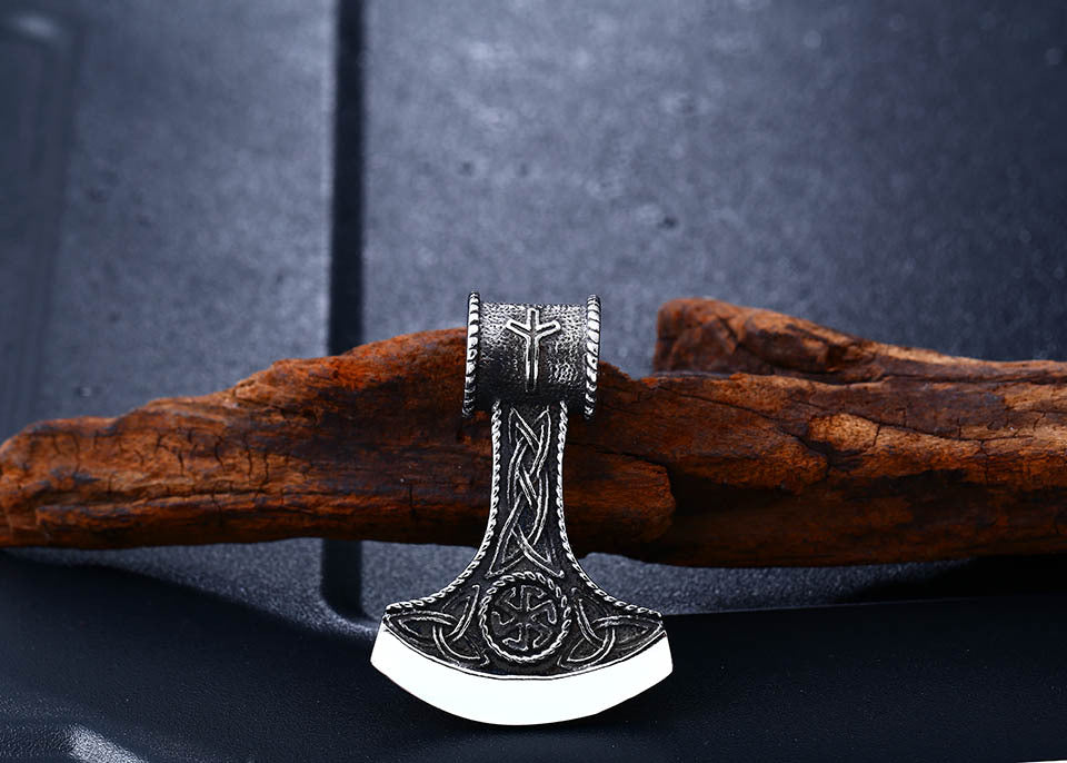 Swedish Norwegian Viking Celtic Knot Stainless Steel Pendant Retro Men's Titanium Steel Axe Pendant