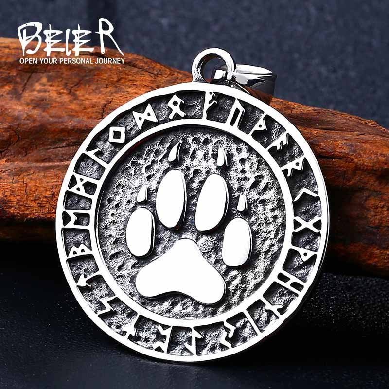 Pirate Viking Titanium Steel Pendant Bear Palm Print Luen Letter Stainless Steel Pendant
