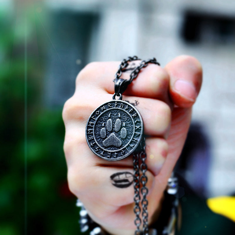 Pirate Viking Titanium Steel Pendant Bear Palm Print Luen Letter Stainless Steel Pendant