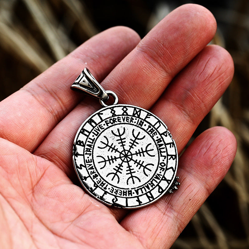 New Stainless Steel Relief Wolf Head Pendant Viking Odin Compass Letter Titanium Steel Jewelry