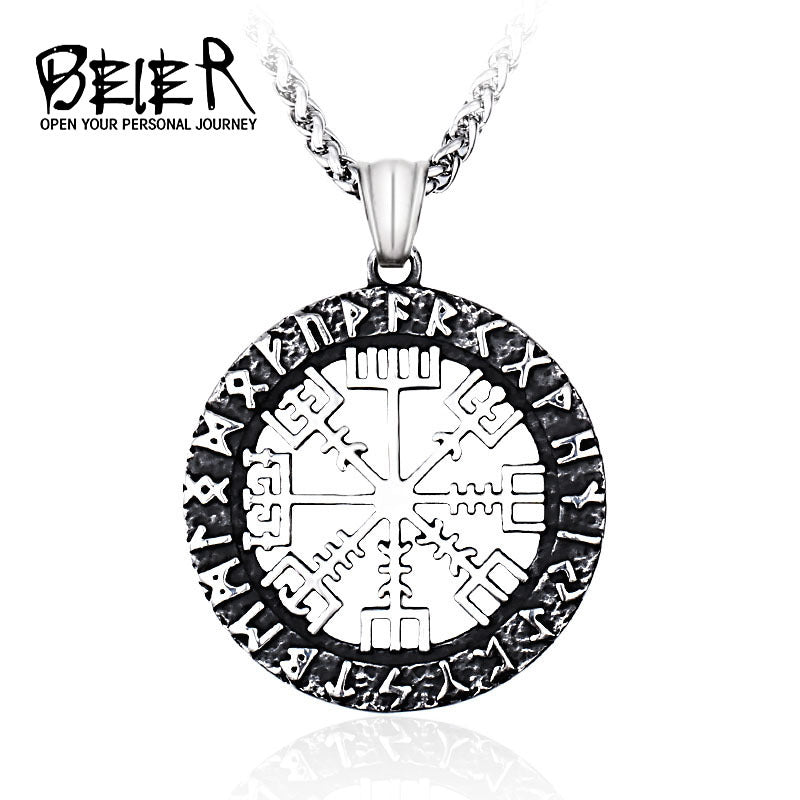Father of Mythical Gods Odin Luen Letter Pendant Stainless Steel Viking Pendant
