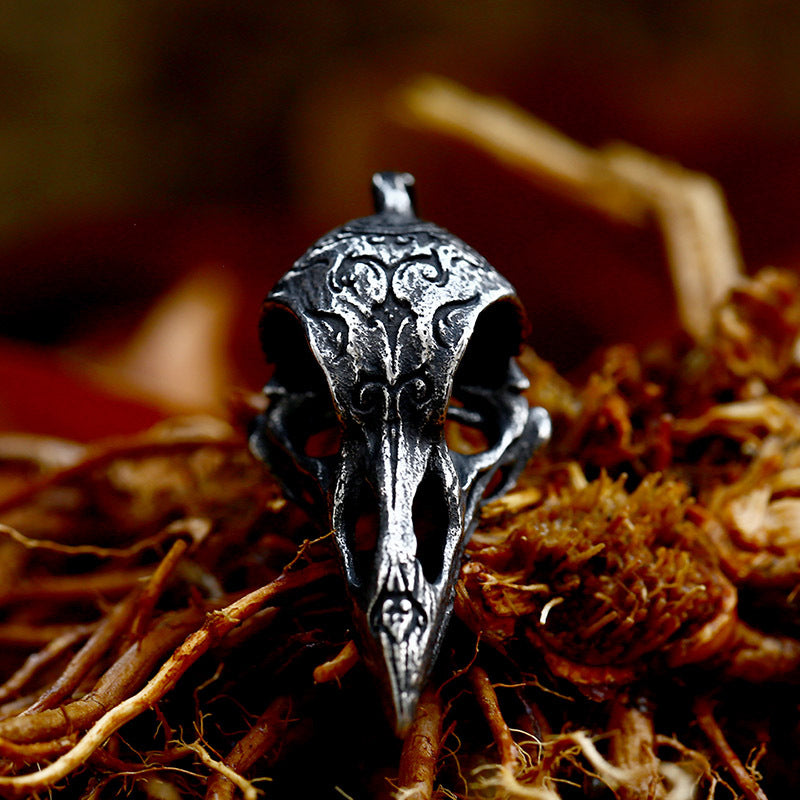 Viking Stainless Steel Carved Crow Pendant, New Titanium Steel Men's Necklace Accessory