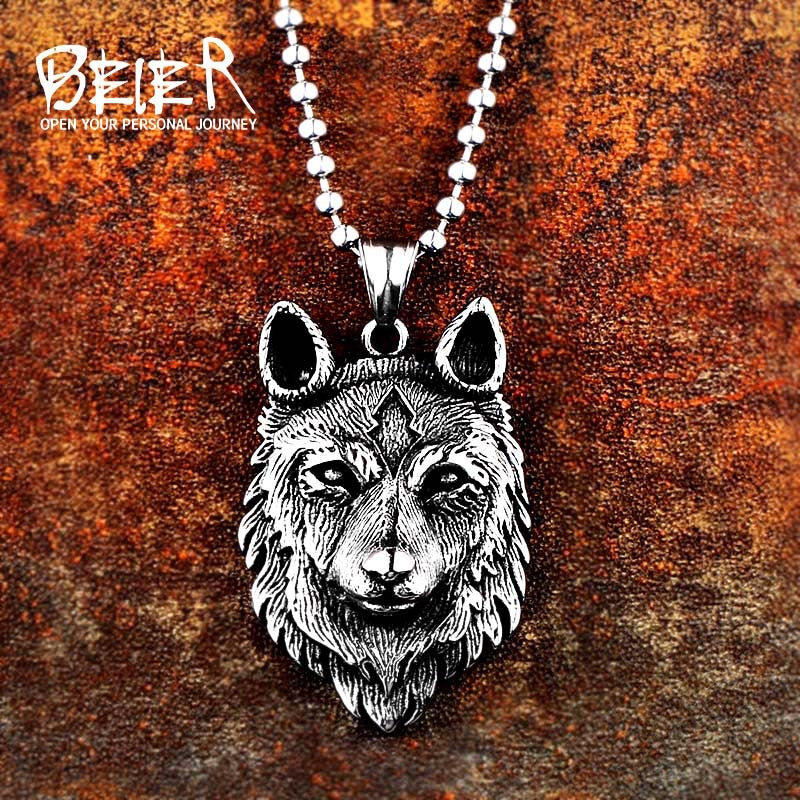 Personalized Pop Punk Viking Wolf Head Stainless Steel Pendant Accessory