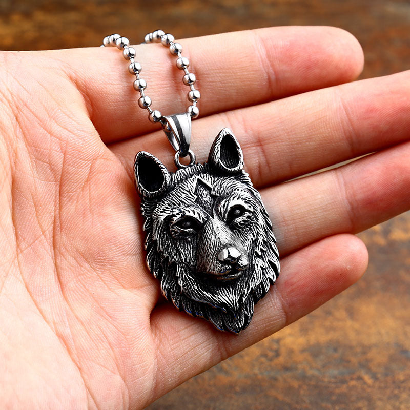 Personalized Pop Punk Viking Wolf Head Stainless Steel Pendant Accessory