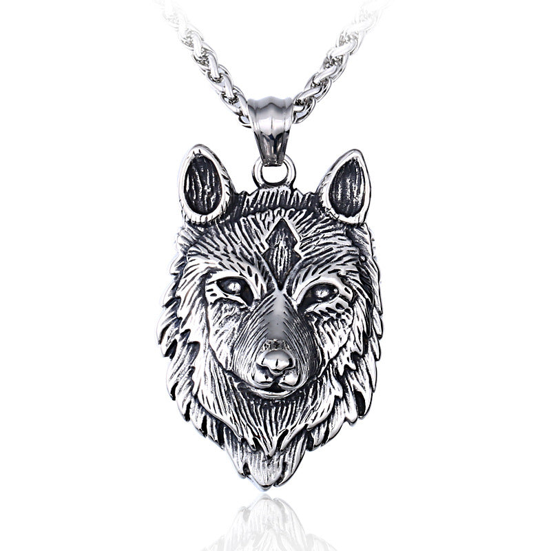 Personalized Pop Punk Viking Wolf Head Stainless Steel Pendant Accessory