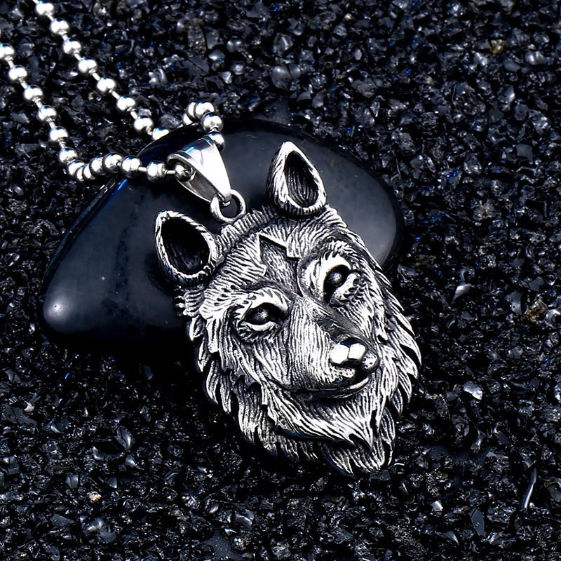 Personalized Pop Punk Viking Wolf Head Stainless Steel Pendant Accessory