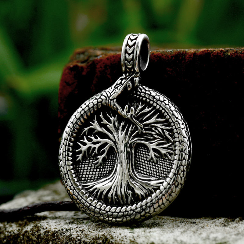 New Stainless Steel Tail Snake Pendant Viking Tree of Life Titanium Steel Pendant