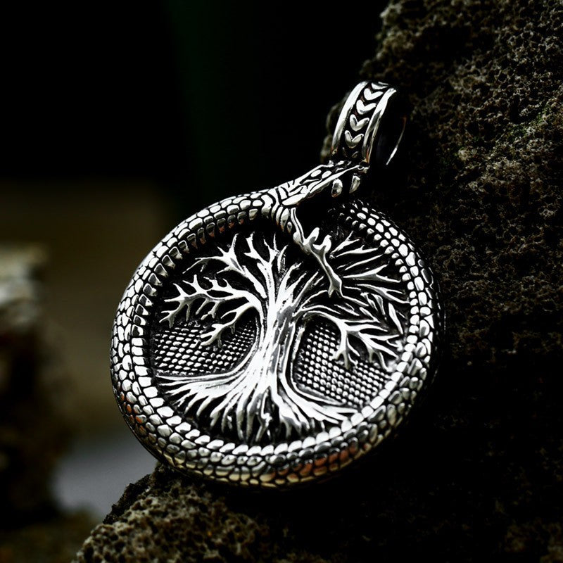 New Stainless Steel Tail Snake Pendant Viking Tree of Life Titanium Steel Pendant