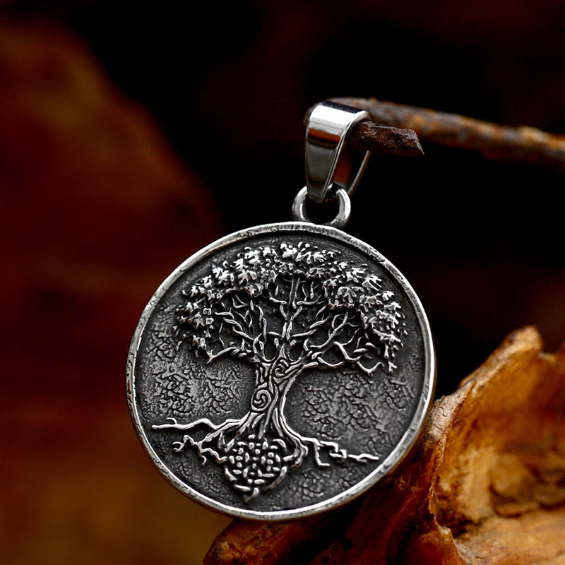 New Stainless Steel Vintage Necklace Adorned with Viking Tree of Life Titanium Pendant