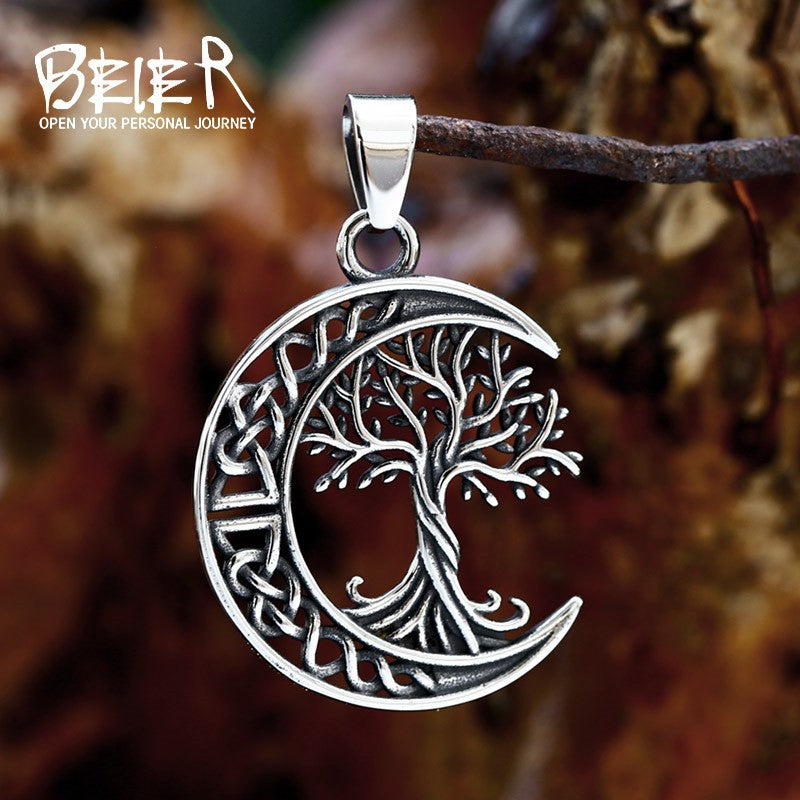 Viking Celtic Knot Life Tree Titanium Steel Pendant New Stainless Steel Moon Item Jewelry