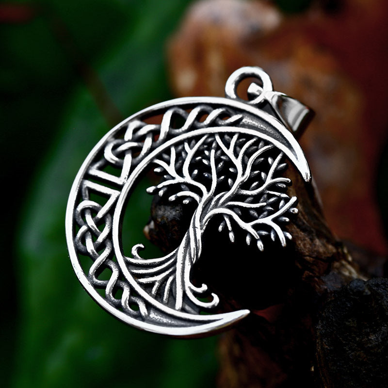 Viking Celtic Knot Life Tree Titanium Steel Pendant New Stainless Steel Moon Item Jewelry