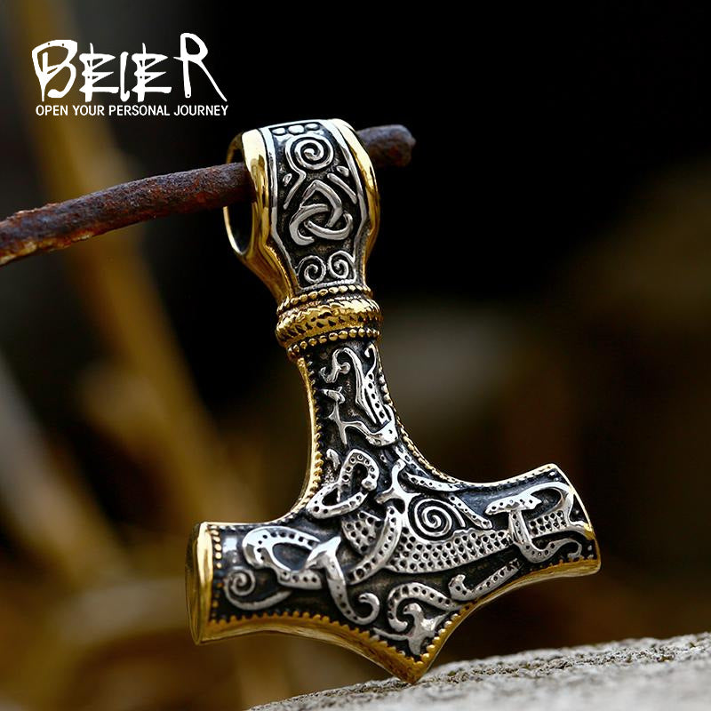 Exquisite Stainless Steel Viking Rune Pendant Celtic Knot Titanium Steel Electric Black Gold Pendant