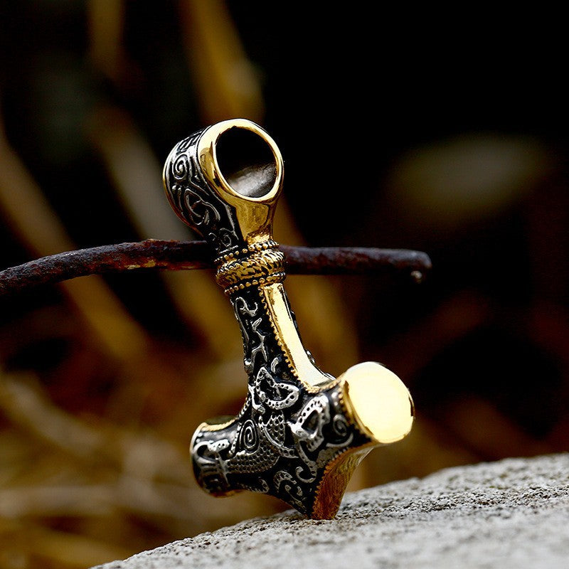 Exquisite Stainless Steel Viking Rune Pendant Celtic Knot Titanium Steel Electric Black Gold Pendant