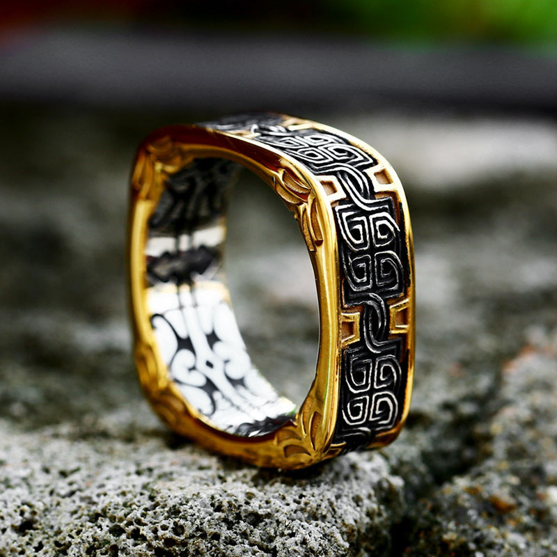 New stainless steel electroplated gold-plated ring, simple titanium steel men's ring