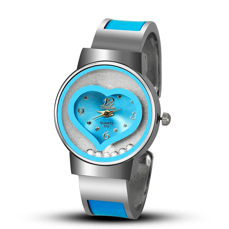Women Exquisite Bracelet Watch Heart Shaped Luxury Brand Stainless Steel Dial Quartz Wristwatches Ladies Fashion Mujer Relogio