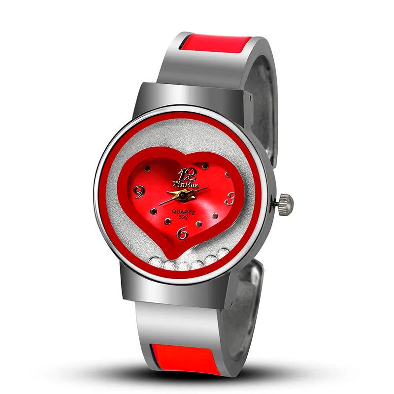 Women Exquisite Bracelet Watch Heart Shaped Luxury Brand Stainless Steel Dial Quartz Wristwatches Ladies Fashion Mujer Relogio