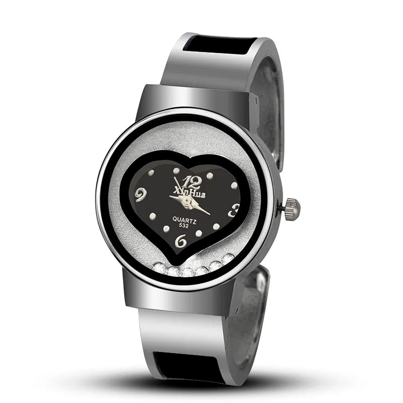 Women Exquisite Bracelet Watch Heart Shaped Luxury Brand Stainless Steel Dial Quartz Wristwatches Ladies Fashion Mujer Relogio