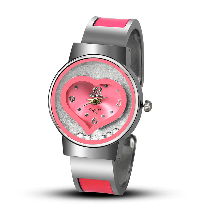 Women Exquisite Bracelet Watch Heart Shaped Luxury Brand Stainless Steel Dial Quartz Wristwatches Ladies Fashion Mujer Relogio