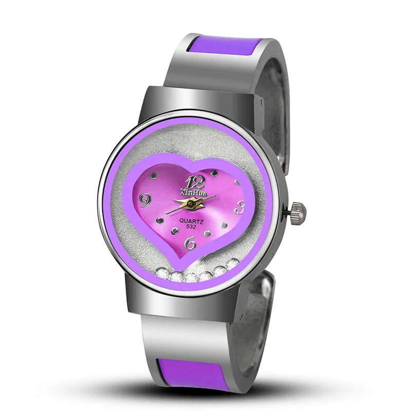 Women Exquisite Bracelet Watch Heart Shaped Luxury Brand Stainless Steel Dial Quartz Wristwatches Ladies Fashion Mujer Relogio