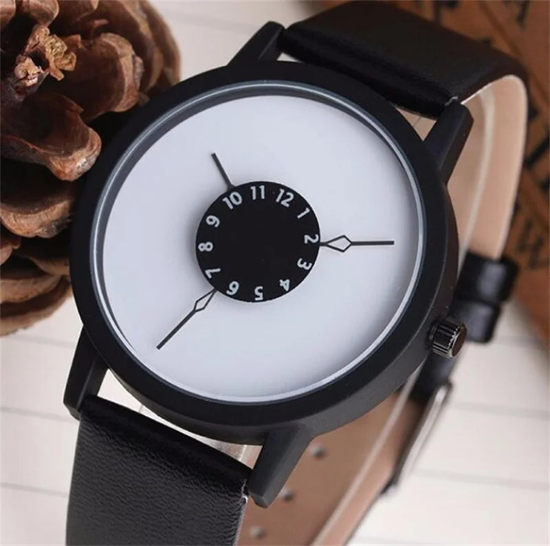 Elegant Creative Watches Women Men Quartz-Watch Analog Unique Design Lovers' Relogio Saati Leather Wristwatches Clock Relojes