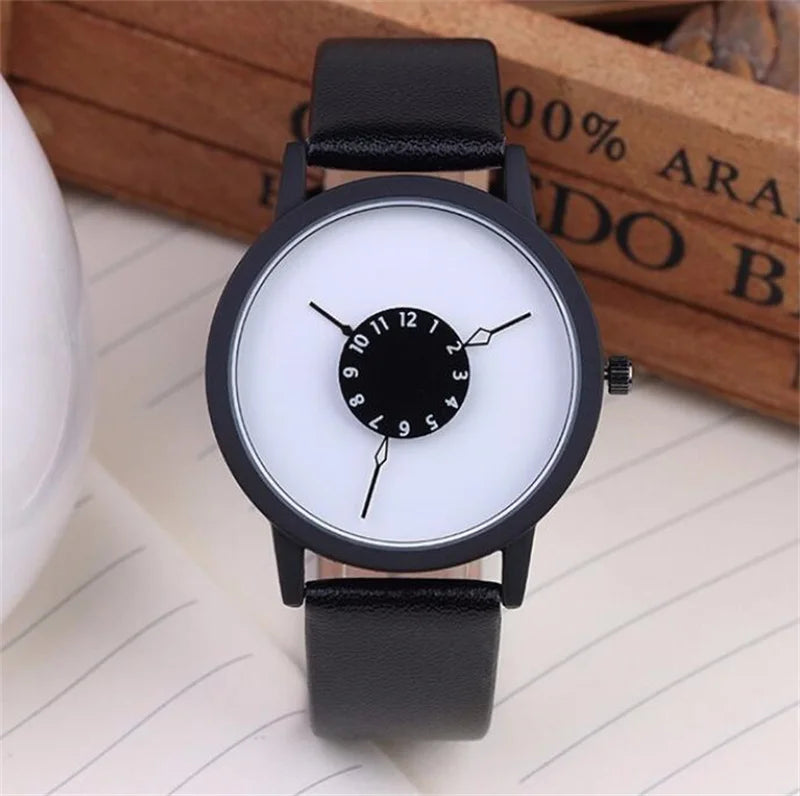 Elegant Creative Watches Women Men Quartz-Watch Analog Unique Design Lovers' Relogio Saati Leather Wristwatches Clock Relojes