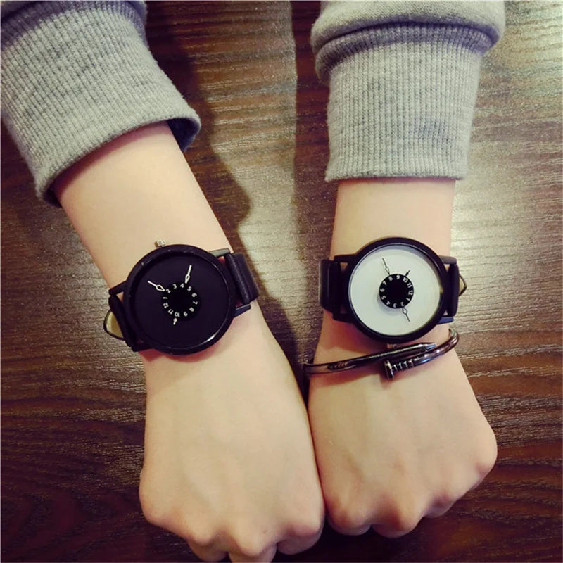 Elegant Creative Watches Women Men Quartz-Watch Analog Unique Design Lovers' Relogio Saati Leather Wristwatches Clock Relojes