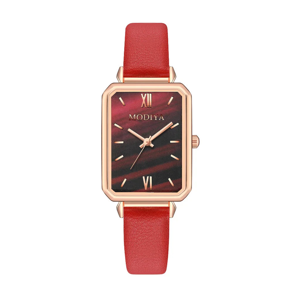Women Wristwatches Square Wrist Watches Green Leather Fashion Wristwatch Luxury Female Quartz Clock Watch for Women Montre Femme