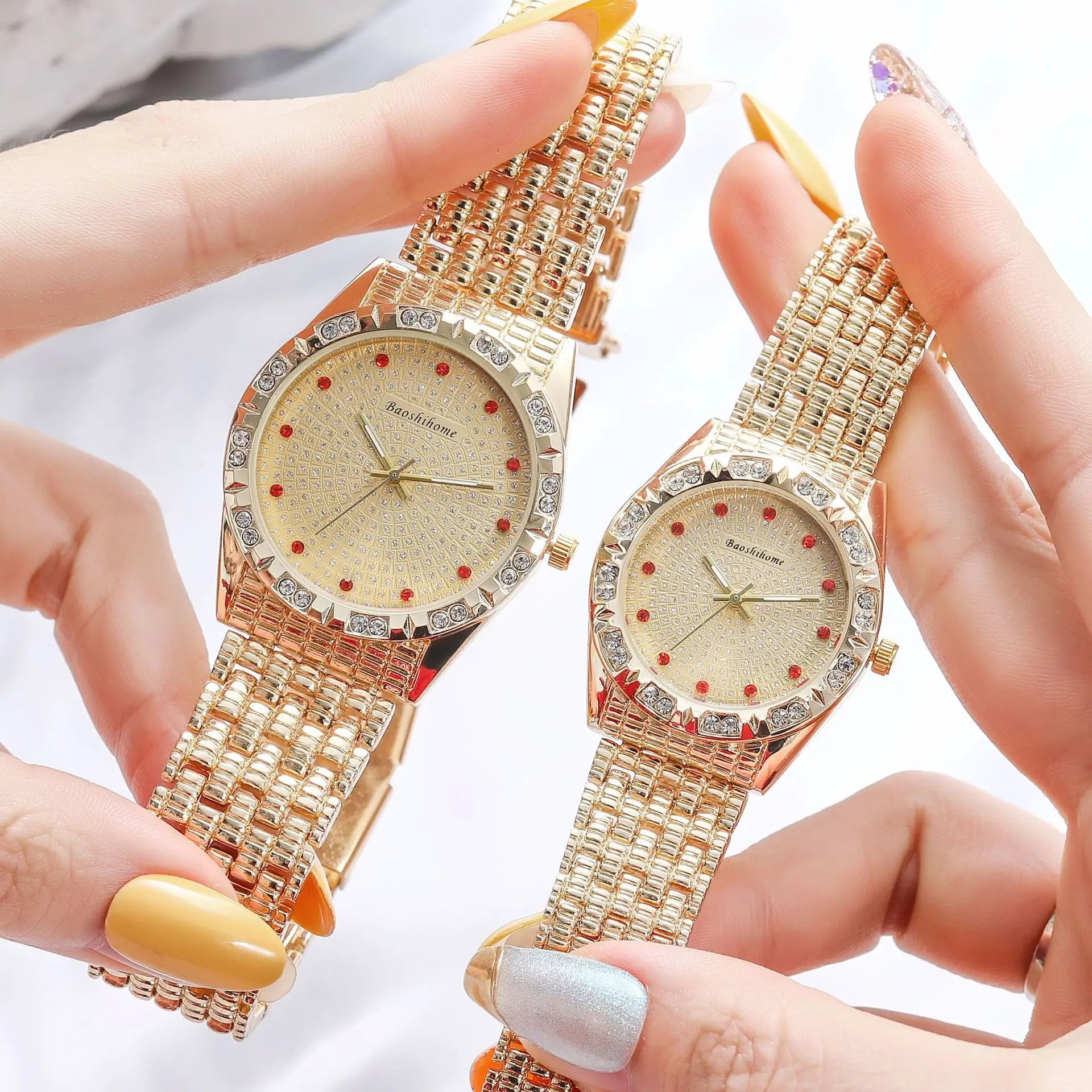 Luxury Brand Women's Wristwatch Gold Rhinestone Business Watch for Men Quartz Male Clock Relogio Feminino Reloj Mujer