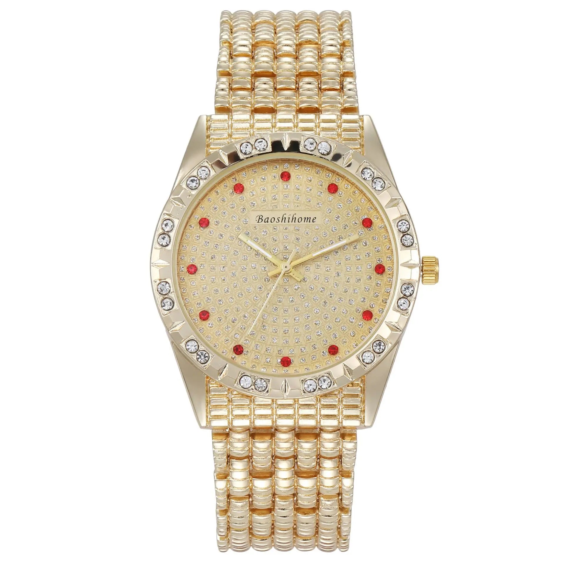 Luxury Brand Women's Wristwatch Gold Rhinestone Business Watch for Men Quartz Male Clock Relogio Feminino Reloj Mujer
