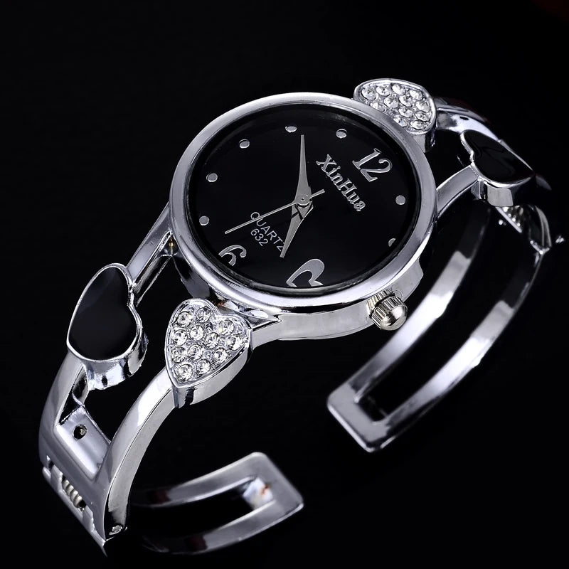 Women Bracelet Bangle Wristwatch Xinhua Quartz Watch Silver Elegant Fashion Stainless Steel Luxury Mujer Relogios Reloj Hombre