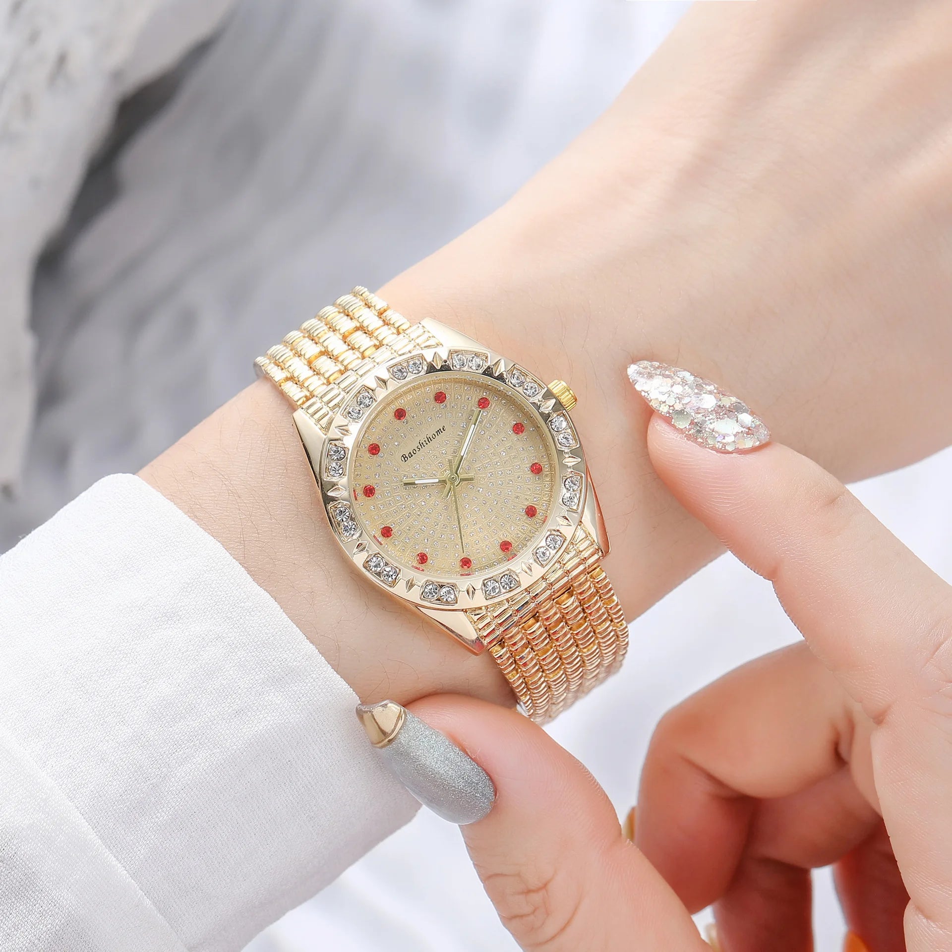 Luxury Brand Women's Wristwatch Gold Rhinestone Business Watch for Men Quartz Male Clock Relogio Feminino Reloj Mujer