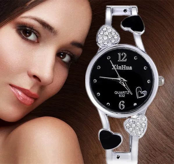Women Bracelet Bangle Wristwatch Xinhua Quartz Watch Silver Elegant Fashion Stainless Steel Luxury Mujer Relogios Reloj Hombre