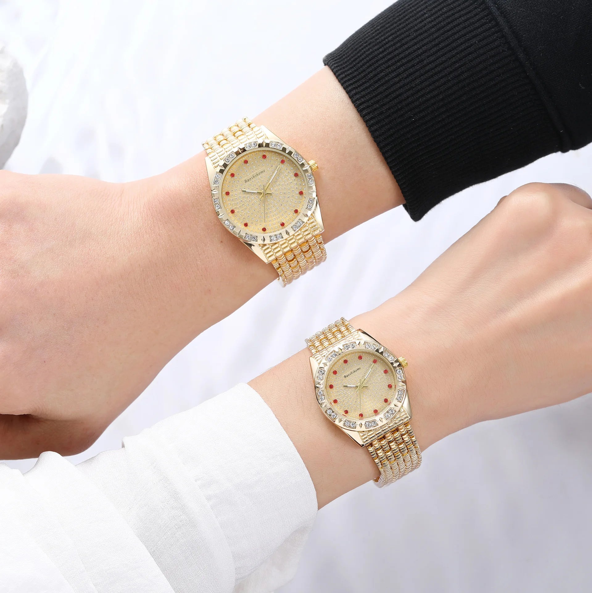 Luxury Brand Women's Wristwatch Gold Rhinestone Business Watch for Men Quartz Male Clock Relogio Feminino Reloj Mujer