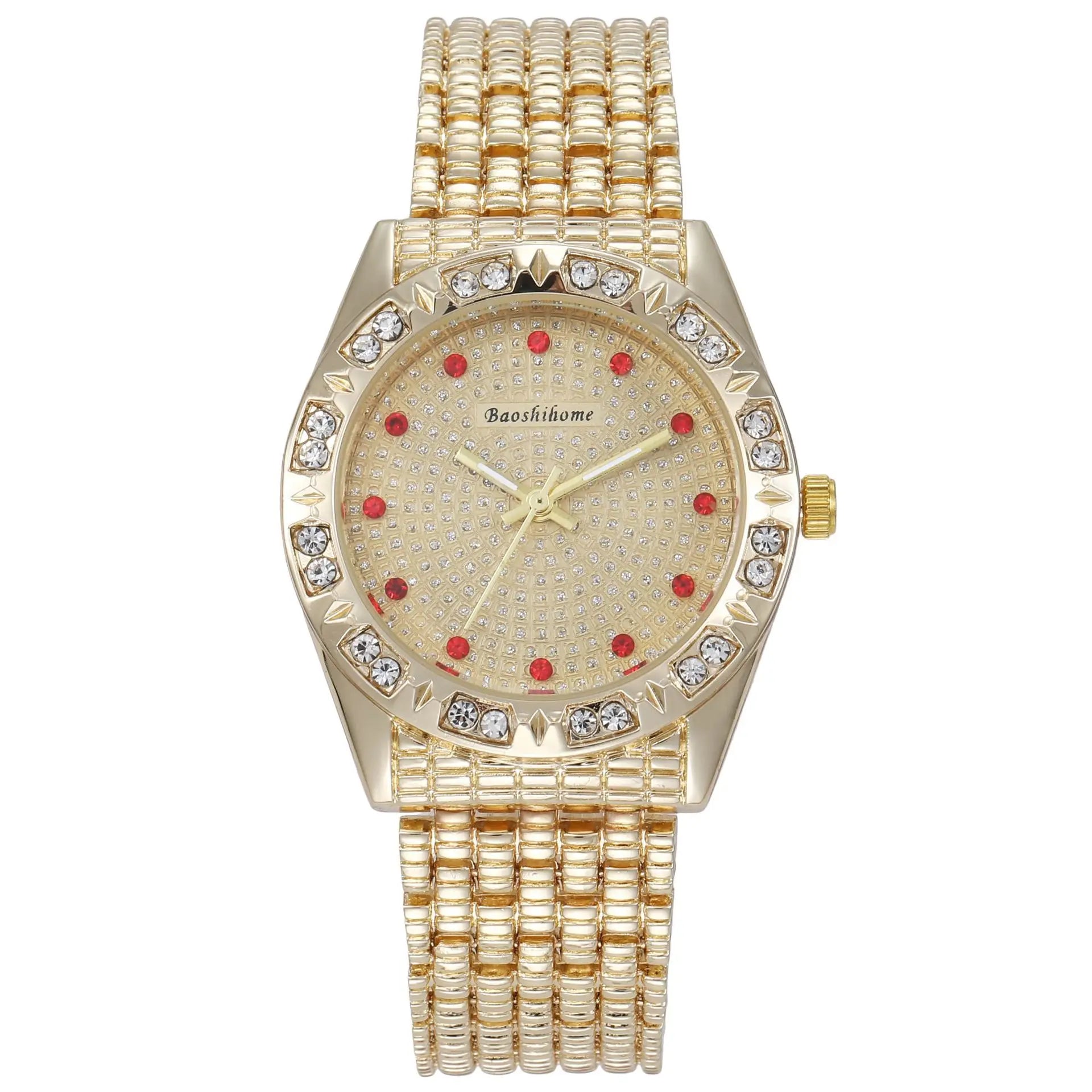 Luxury Brand Women's Wristwatch Gold Rhinestone Business Watch for Men Quartz Male Clock Relogio Feminino Reloj Mujer