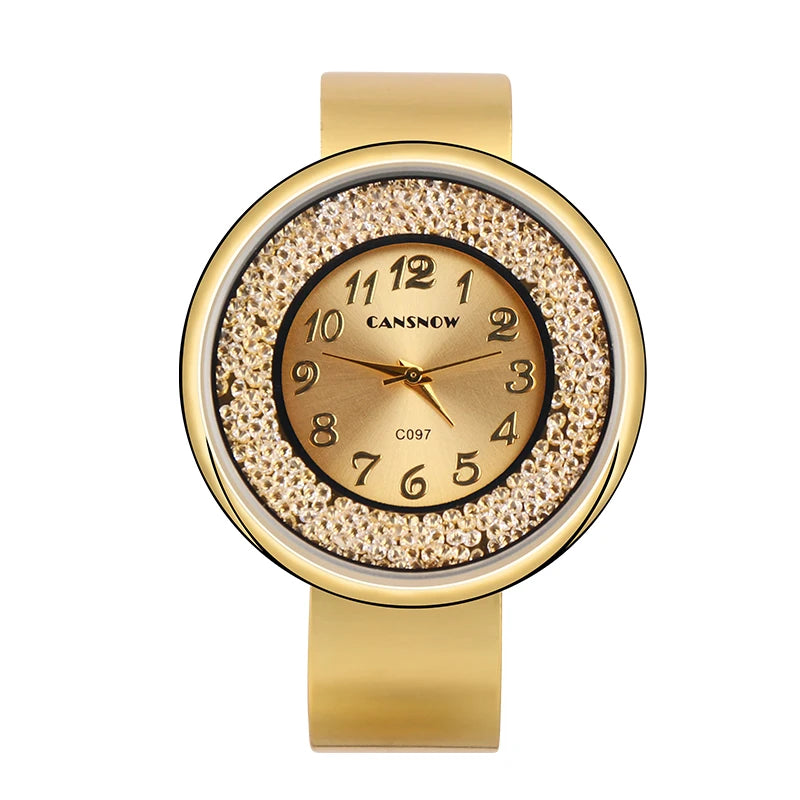 Luxury Women's Watches Gold Stainless Steel Band Quartz Female Clock Quicksand Round Dial Ladies WirstWatches relojes para mujer