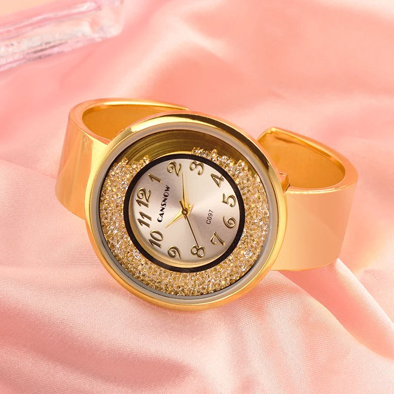 Luxury Women's Watches Gold Stainless Steel Band Quartz Female Clock Quicksand Round Dial Ladies WirstWatches relojes para mujer