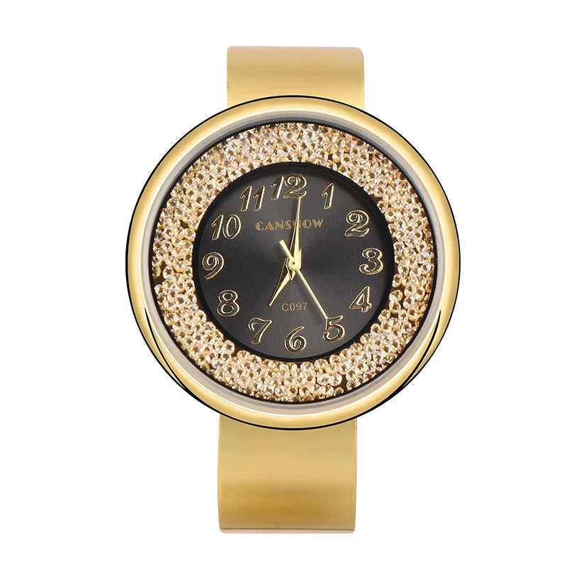 Luxury Women's Watches Gold Stainless Steel Band Quartz Female Clock Quicksand Round Dial Ladies WirstWatches relojes para mujer