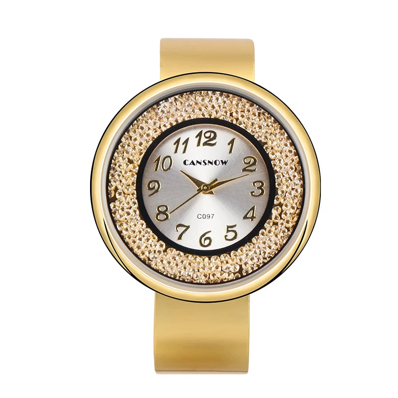 Luxury Women's Watches Gold Stainless Steel Band Quartz Female Clock Quicksand Round Dial Ladies WirstWatches relojes para mujer