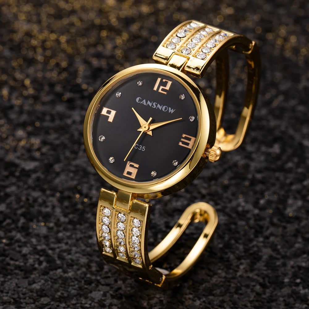 Luxury Women Gold Watch Fashion Ladies Quartz Diamond Wristwatch Elegant Female Bracelet Watches Simple Relogio Feminino