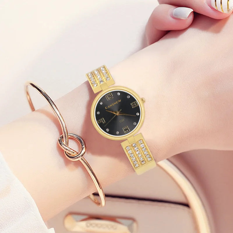 Luxury Women Gold Watch Fashion Ladies Quartz Diamond Wristwatch Elegant Female Bracelet Watches Simple Relogio Feminino