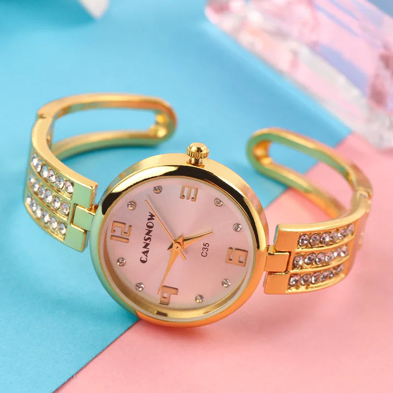 Luxury Women Gold Watch Fashion Ladies Quartz Diamond Wristwatch Elegant Female Bracelet Watches Simple Relogio Feminino