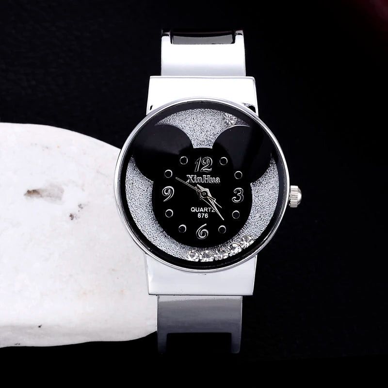 Women's Watches Exquisite Quartz Stainless Steel Bracelet Cute Cartoon Wristwatch Fashion Luxury Design Female Clock Relojes