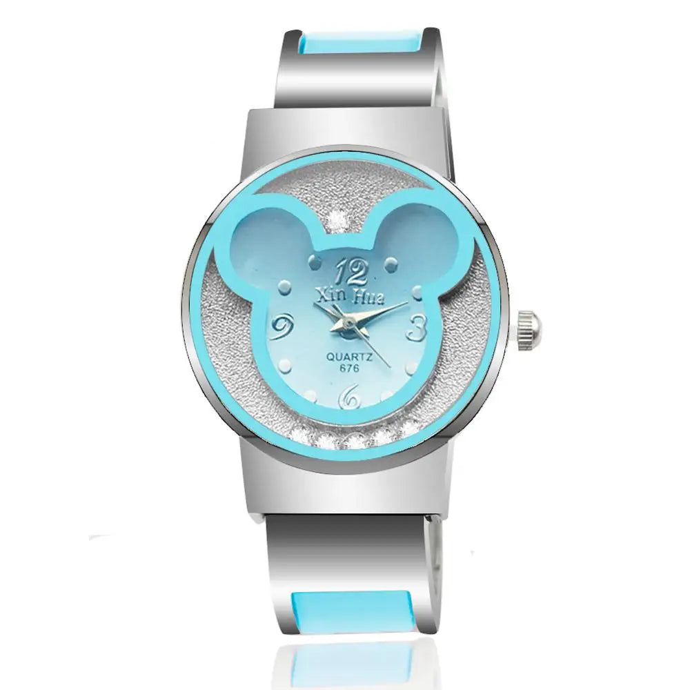 Women's Watches Exquisite Quartz Stainless Steel Bracelet Cute Cartoon Wristwatch Fashion Luxury Design Female Clock Relojes