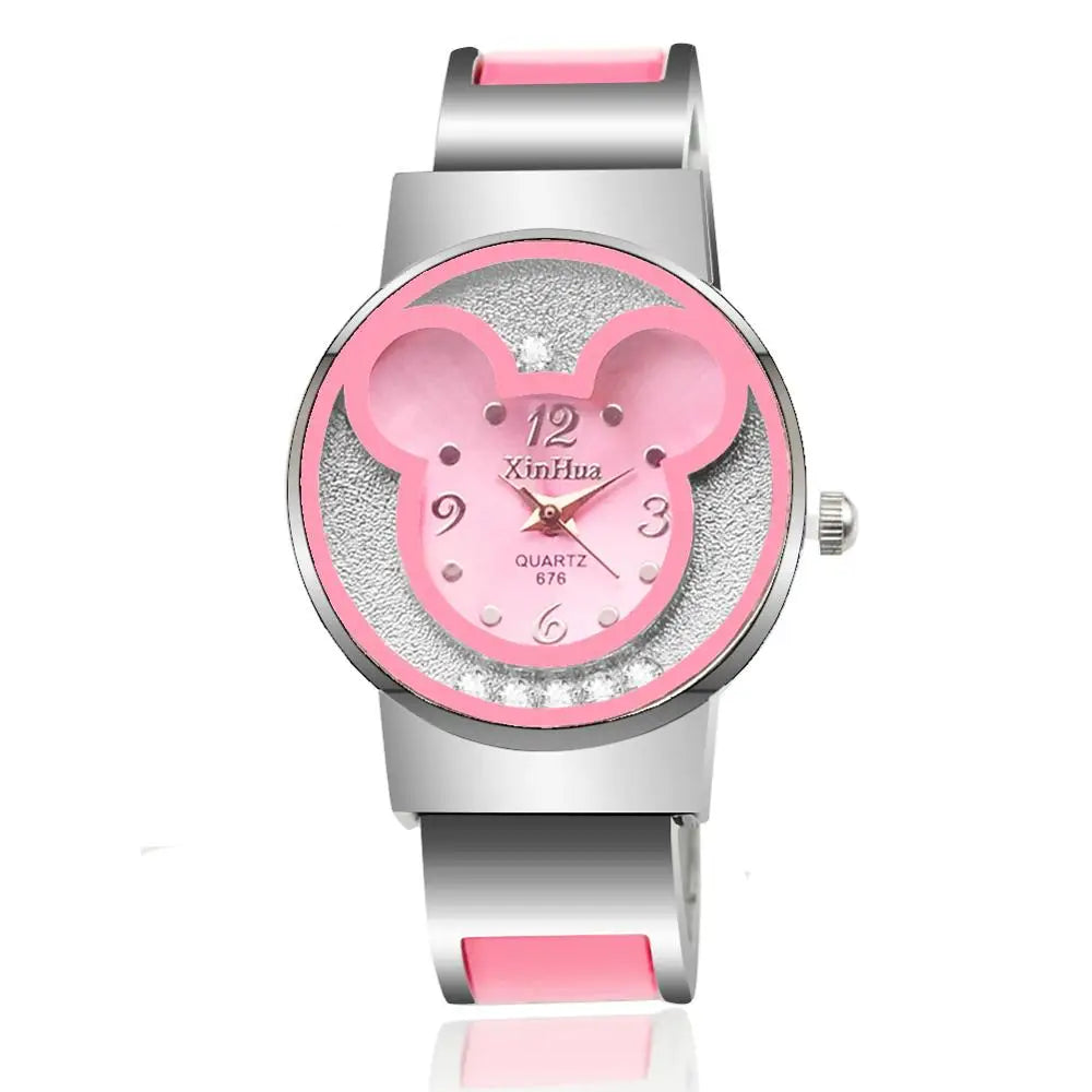 Women's Watches Exquisite Quartz Stainless Steel Bracelet Cute Cartoon Wristwatch Fashion Luxury Design Female Clock Relojes