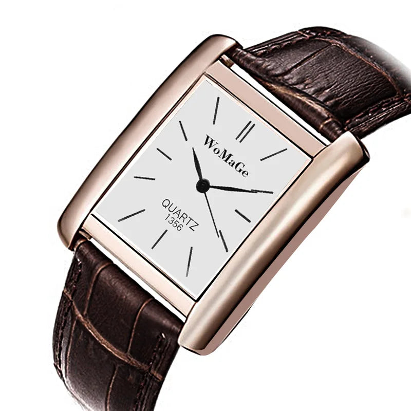 Elegant Womage Women Leather Straps Wrist Watch Popular Style Quartz Watches Fashion Unique Designer Casual Female Unisex Clock