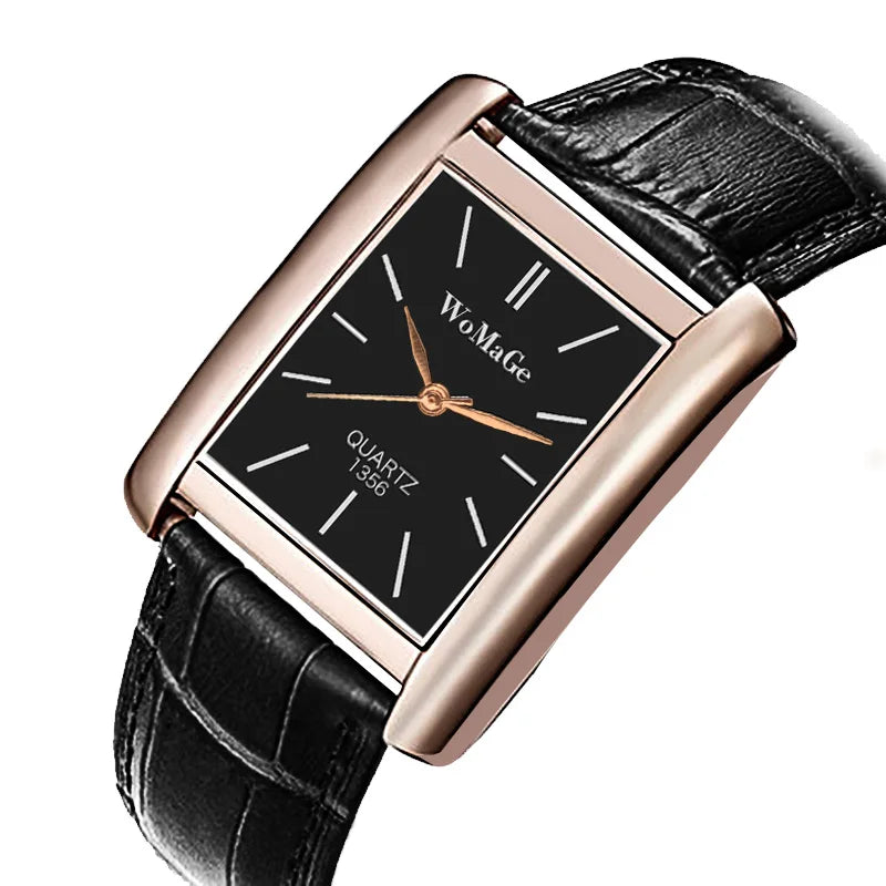 Elegant Womage Women Leather Straps Wrist Watch Popular Style Quartz Watches Fashion Unique Designer Casual Female Unisex Clock