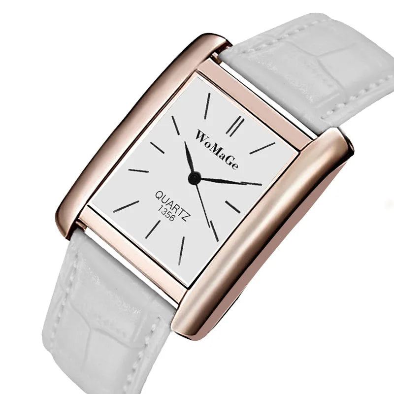 Elegant Womage Women Leather Straps Wrist Watch Popular Style Quartz Watches Fashion Unique Designer Casual Female Unisex Clock