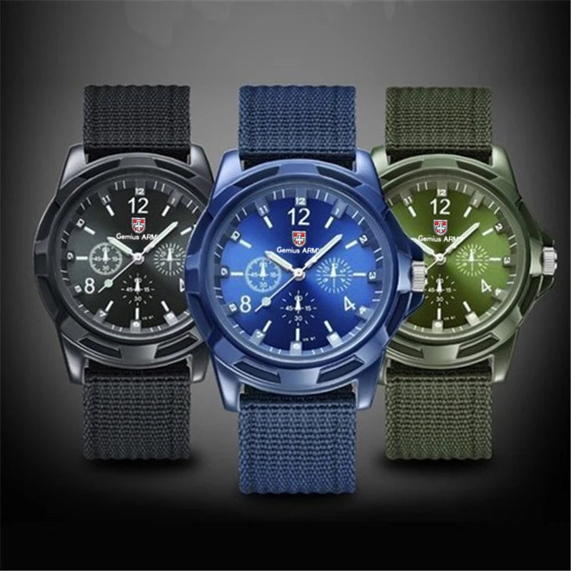 Mens Watch New Fashion Sports Quartz Military Wristatches Luminous Slim 24Hrs Analog Nylon Hot Sale Relojes